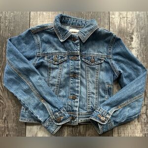 Unisex size Small Old Navy denim jean jacket with button up front & long sleeves